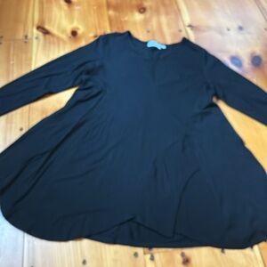 HABITAT S Black Spider Web Lagenlook Tunic Top V-Neck Rayon